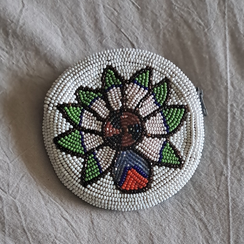 Beaded Double-sided Floral Coin Purse